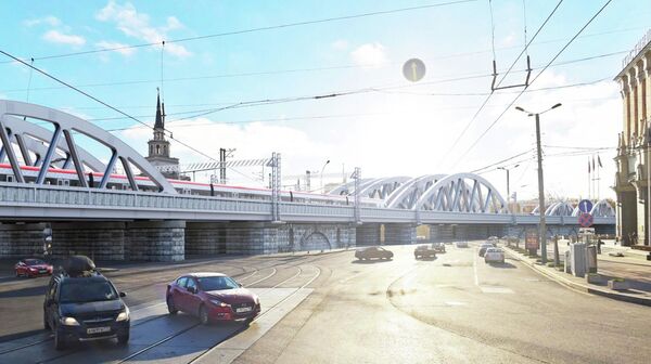 Каланчевский железнодорожный путепровод на Комсомольская площади в Москве Каланчевский железнодорожный путепровод на Комсомольская площади в Москве