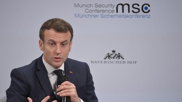 Президент Франции Эммануэль Макрон на Мюнхенской конференции по безопасности Президент Франции Эммануэль Макрон на Мюнхенской конференции по безопасности