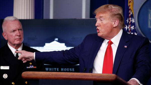 Президент США Дональд Трамп на брифинге для прессы по поводу ситуации с коронавирусом в Белом доме Президент США Дональд Трамп на брифинге для прессы по поводу ситуации с коронавирусом в Белом доме