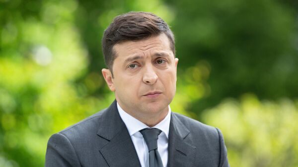 Президент Украины Владимир Зеленский во время пресс-конференции, посвященной первой годовщине пребывания на посту Президент Украины Владимир Зеленский во время пресс-конференции, посвященной первой годовщине пребывания на посту