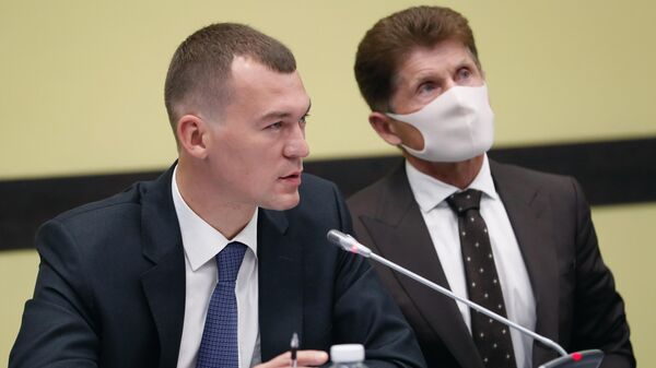 Временно исполняющий обязанности главы Хабаровского края Михаил Дегтярев во время совещания в Благовещенске Временно исполняющий обязанности главы Хабаровского края Михаил Дегтярев во время совещания в Благовещенске