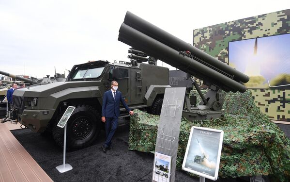 Противотанковый ракетный комплекс Гермес на выставке вооружений Международного военно-технического форума (МВТФ) Армия-2020 в военно-патриотическом парке Патриот Противотанковый ракетный комплекс Гермес на выставке вооружений Международного военно-технического форума (МВТФ) Армия-2020 в военно-патриотическом парке Патриот