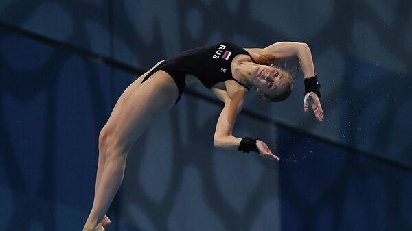 Russia's Anna Konanykhina competes in the final of the Women's 10m Platform Diving event during the LEN European Aquatics Championships at the Duna Arena in Budapest on May 13, 2021. (Photo by Attila KISBENEDEK / AFP) Russia's Anna Konanykhina competes in the final of the Women's 10m Platform Diving event during the LEN European Aquatics Championships at the Duna Arena in Budapest on May 13, 2021. (Photo by Attila KISBENEDEK / AFP)