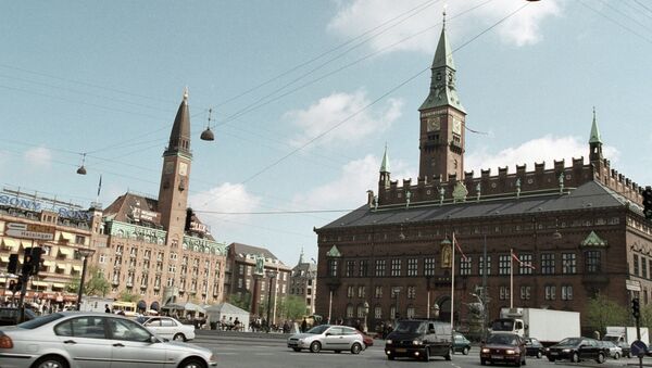 Площадь Ратуши, Копенгаген, Дания. Архивное фото Площадь Ратуши, Копенгаген, Дания. Архивное фото