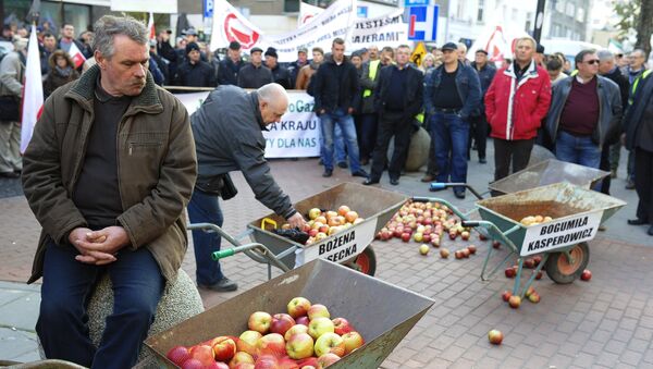 Фермеры и садоводы Польши на акции протеста в Варшаве Фермеры и садоводы Польши на акции протеста в Варшаве