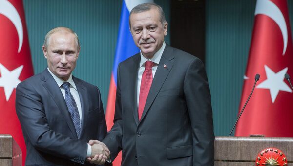 Президент России Владимир Путин и президент Турецкой республики Реджеп Тайип Эрдоган. Архивное фото Президент России Владимир Путин и президент Турецкой республики Реджеп Тайип Эрдоган. Архивное фото