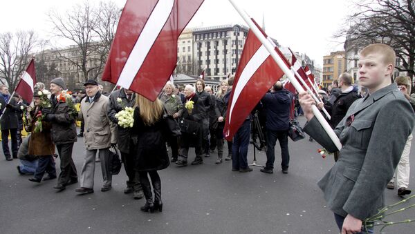 Шествие ветеранов легиона Ваффен СС в Риге. Архивное фото Шествие ветеранов легиона Ваффен СС в Риге. Архивное фото
