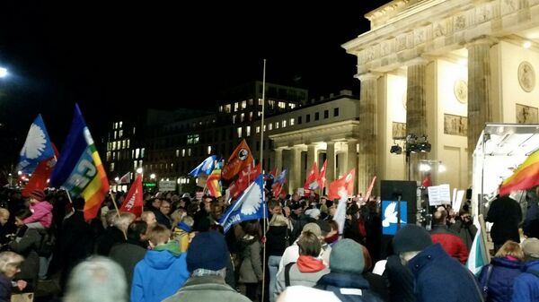 Антивоенный митинг в Берлине против участия бундесвера в военной операции в Сирии Антивоенный митинг в Берлине против участия бундесвера в военной операции в Сирии