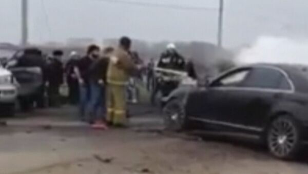 Очевидец снял работу пожарных на месте взрыва машины в Назрани Очевидец снял работу пожарных на месте взрыва машины в Назрани