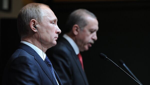 Президент России Владимир Путин и президент Турецкой республики Реджеп Тайип Эрдоган. Архивное фото Президент России Владимир Путин и президент Турецкой республики Реджеп Тайип Эрдоган. Архивное фото