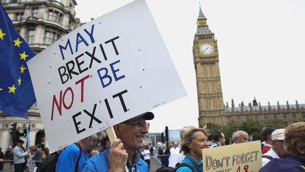 Акция протеста против результатов Brexit в Лондоне . Архивное фото Акция протеста против результатов Brexit в Лондоне . Архивное фото