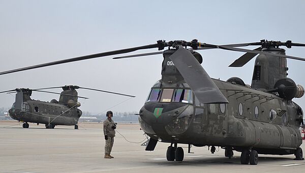 Вертолет Chinook ВВС США. Архивное фото Вертолет Chinook ВВС США. Архивное фото