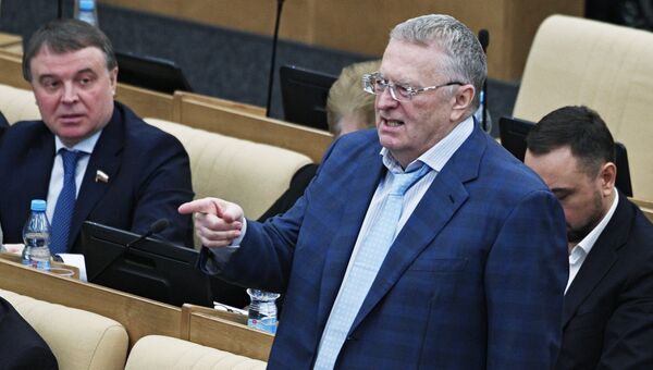 Лидер ЛДПР Владимир Жириновский на пленарном заседании Государственной Думы РФ Лидер ЛДПР Владимир Жириновский на пленарном заседании Государственной Думы РФ