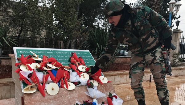 Открытие мемориальной доски в Алеппо в честь погибших российских медиков. 14 декабря 2016 Открытие мемориальной доски в Алеппо в честь погибших российских медиков. 14 декабря 2016