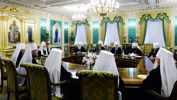 Заседание Священного синода Русской православной церкви. Архивное фото Заседание Священного синода Русской православной церкви. Архивное фото