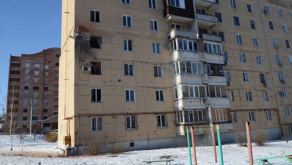 Жилое здание на улице Листопрокатчиков в Киевском районе Донецка, пострадавшее от обстрел Жилое здание на улице Листопрокатчиков в Киевском районе Донецка, пострадавшее от обстрел