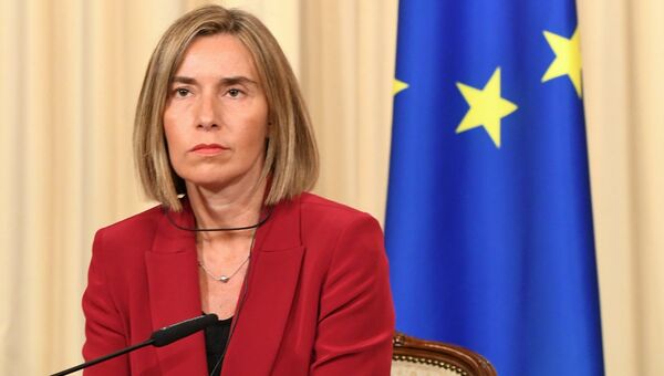 Федерика Могерини во время совместной пресс-конференции с Сергеем Лавровым. 24 апреля 2017 Федерика Могерини во время совместной пресс-конференции с Сергеем Лавровым. 24 апреля 2017
