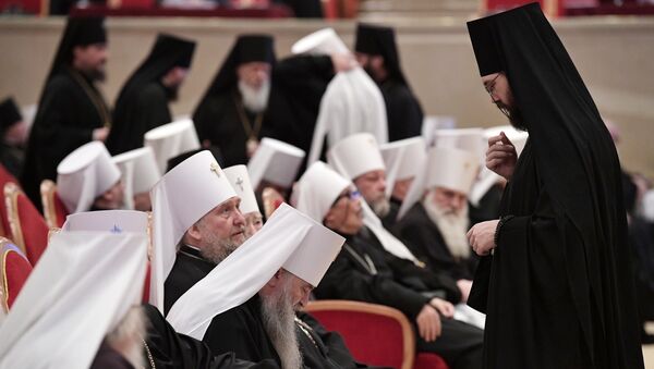 Православные архиереи на заседании Архиерейского собора Русской православной церкви. 1 декабря 2017 Православные архиереи на заседании Архиерейского собора Русской православной церкви. 1 декабря 2017