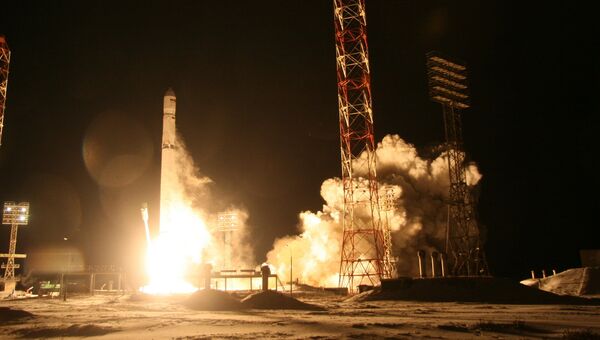 Пуск ракеты с космодрома Байконура. Архивное фото Пуск ракеты с космодрома Байконура. Архивное фото