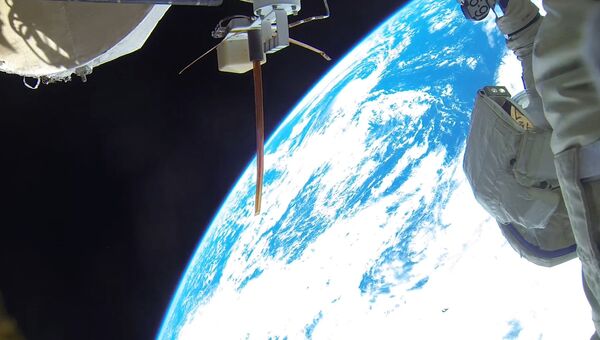 Космонавты Роскосмоса Антон Шкаплеров и Александр Мисуркин во время выхода в открытый космос. 6 февраля 2018 Космонавты Роскосмоса Антон Шкаплеров и Александр Мисуркин во время выхода в открытый космос. 6 февраля 2018