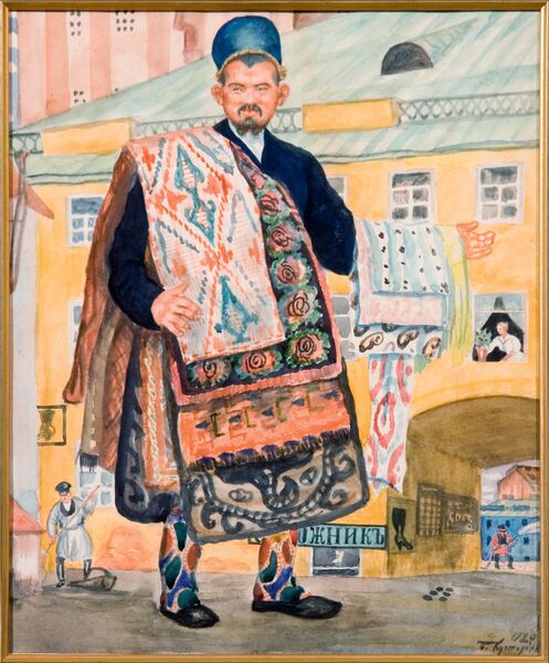 Татарин, 1920. Серия акварелей. Воспроизведена в альбоме Русь. Русские типы Б.М. Кустодиева. Петроград, изд. Аквилон, 1923. Бумага, акварель. НИМ РАХ. Музей-квартира И.И. Бродского Татарин, 1920. Серия акварелей. Воспроизведена в альбоме Русь. Русские типы Б.М. Кустодиева. Петроград, изд. Аквилон, 1923. Бумага, акварель. НИМ РАХ. Музей-квартира И.И. Бродского