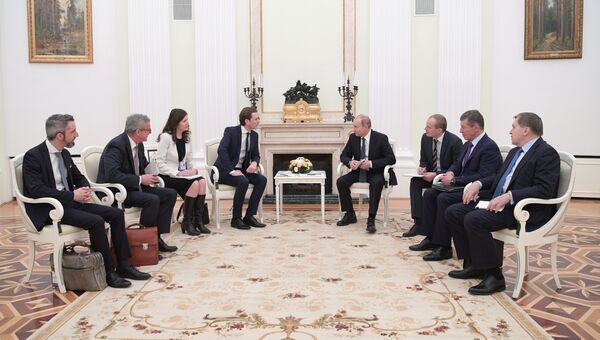Президент РФ Владимир Путин и канцлер Австрии Себастьян Курц во время встречи. 28 февраля 2018 Президент РФ Владимир Путин и канцлер Австрии Себастьян Курц во время встречи. 28 февраля 2018