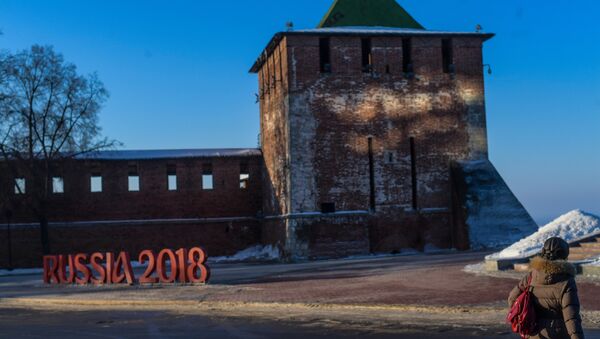 Инсталяция на площади Минина и Пожарского в Нижнем Новгороде, посвященная Чемпионату мира по футболу 2018 года Инсталяция на площади Минина и Пожарского в Нижнем Новгороде, посвященная Чемпионату мира по футболу 2018 года