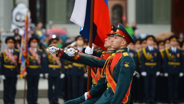 Знаменная группа на военном параде в Екатеринбурге, посвященном 73-й годовщине Победы в Великой Отечественной войн Дня Победы. 9 мая 2018 Знаменная группа на военном параде в Екатеринбурге, посвященном 73-й годовщине Победы в Великой Отечественной войн Дня Победы. 9 мая 2018