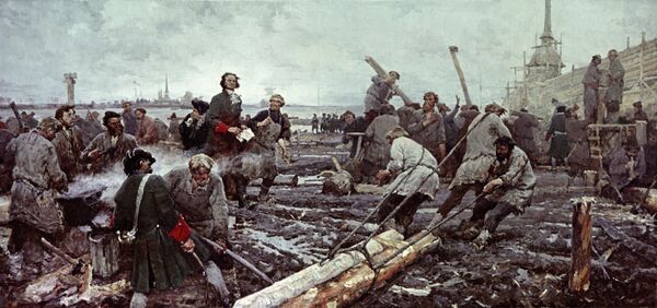 Картина Петр I на строительстве Санкт-Петербурга Картина Петр I на строительстве Санкт-Петербурга