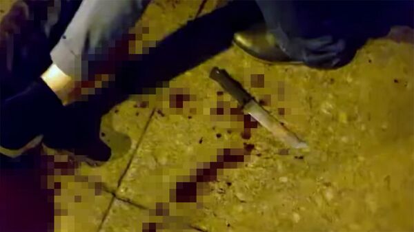 Нож, брошенный после поножовщины на Невском проспекте в Санкт-Петербурге Нож, брошенный после поножовщины на Невском проспекте в Санкт-Петербурге