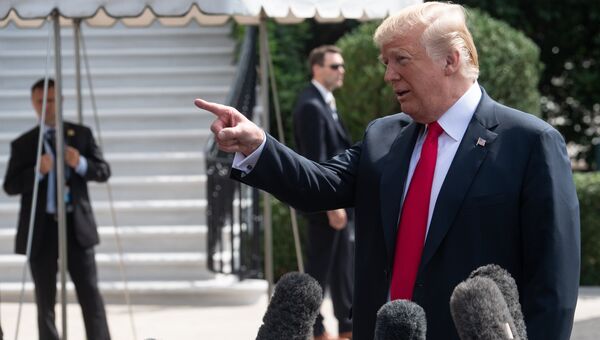 Президент США Дональд Трамп отвечает на вопросы прессы в Вашингтоне. 17 августа 2018 Президент США Дональд Трамп отвечает на вопросы прессы в Вашингтоне. 17 августа 2018