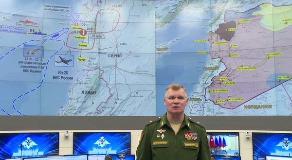Официальный представитель Министерства обороны России генерал-майор Игорь Конашенков во время официального заявления по поводу крушения самолета Ил-20 в Сирии. 18 сентября 2018 Официальный представитель Министерства обороны России генерал-майор Игорь Конашенков во время официального заявления по поводу крушения самолета Ил-20 в Сирии. 18 сентября 2018