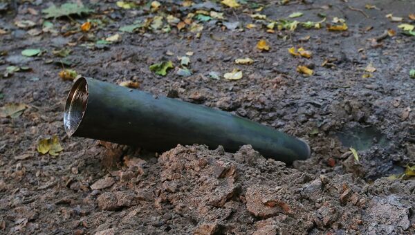Оболочка снаряда в лесу после взрыва на военном складе под Черниговом. 9 октября 2018 Оболочка снаряда в лесу после взрыва на военном складе под Черниговом. 9 октября 2018