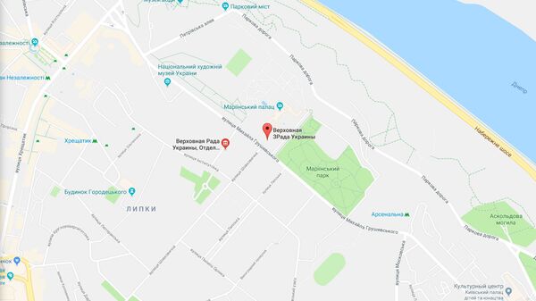Снимок экрана сервиса Google Maps с переименованными названиями Верховной Рады Украины в Верховную Зраду Украины Снимок экрана сервиса Google Maps с переименованными названиями Верховной Рады Украины в Верховную Зраду Украины