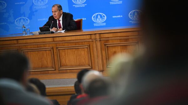 Министр иностранных дел РФ Сергей Лавров на пресс-конференции в Москве Министр иностранных дел РФ Сергей Лавров на пресс-конференции в Москве