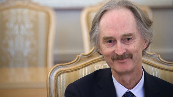 Специальный посланник генерального секретаря ООН по Сирии Гейр Педерсен во время встречи в Москве с министром иностранных дел РФ Сергеем Лавровым. 21 января 2019 Специальный посланник генерального секретаря ООН по Сирии Гейр Педерсен во время встречи в Москве с министром иностранных дел РФ Сергеем Лавровым. 21 января 2019