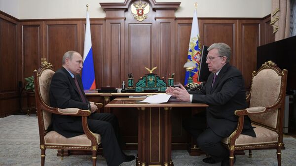 Президент РФ Владимир Путин и председатель Счетной палаты РФ Алексей Кудрин во время встречи. 21 января 2019 Президент РФ Владимир Путин и председатель Счетной палаты РФ Алексей Кудрин во время встречи. 21 января 2019