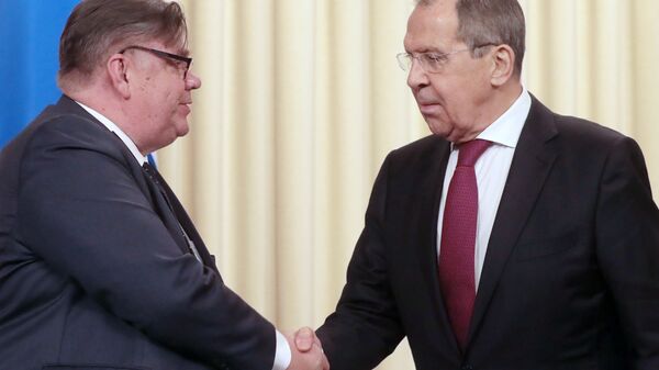 Министр иностранных дел РФ Сергей Лавров и министр иностранных дел Финляндии Тимо Сойни на пресс-конференции по итогам встречи в Москве. 12 февраля 2019 Министр иностранных дел РФ Сергей Лавров и министр иностранных дел Финляндии Тимо Сойни на пресс-конференции по итогам встречи в Москве. 12 февраля 2019