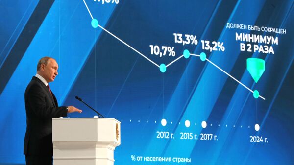 Президент РФ Владимир Путин выступает с ежегодным посланием Федеральному Собранию. 20 февраля 2019 Президент РФ Владимир Путин выступает с ежегодным посланием Федеральному Собранию. 20 февраля 2019