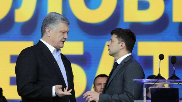 Дебаты кандидатов в президенты Украины Петра Порошенко и Владимира Зеленского