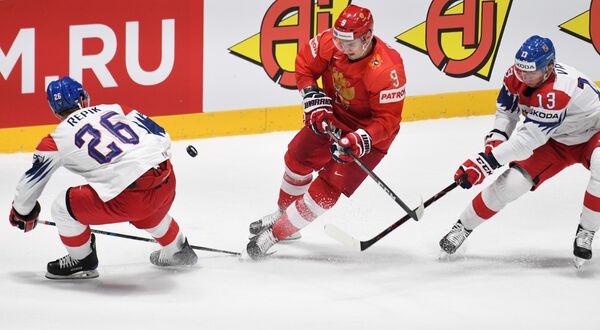 Игровой момент матча Россия - Чехия Игровой момент матча Россия - Чехия