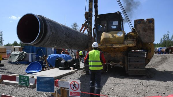 Рабочие на участке строительства газопровода Северный поток-2 в Ленинградской области Рабочие на участке строительства газопровода Северный поток-2 в Ленинградской области