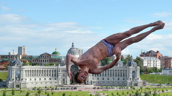 Соревнования по прыжкам в воду с вышки 27 м на XVI чемпионате мира по водным видам спорта в Казани