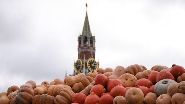 Тыквы на площадке фестиваля Золотая осень на Красной площади Тыквы на площадке фестиваля Золотая осень на Красной площади
