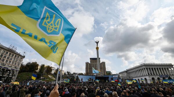 Митинг против формулы Штайнмайера в Киеве, Украина. 6 октября 2019 Митинг против формулы Штайнмайера в Киеве, Украина. 6 октября 2019