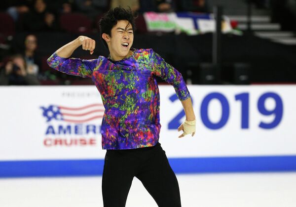 Натан Чен во время произвольной программы Skate America Натан Чен во время произвольной программы Skate America