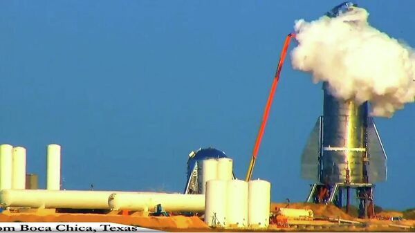 Взрыв ракеты-корабля компании SpaceX Илона Маска Starship во время испытаний на герметичность. 20 ноября 2019