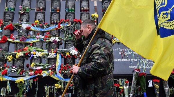 Памятные мероприятия возле мемориала Героев Небесной сотни в Киеве Памятные мероприятия возле мемориала Героев Небесной сотни в Киеве