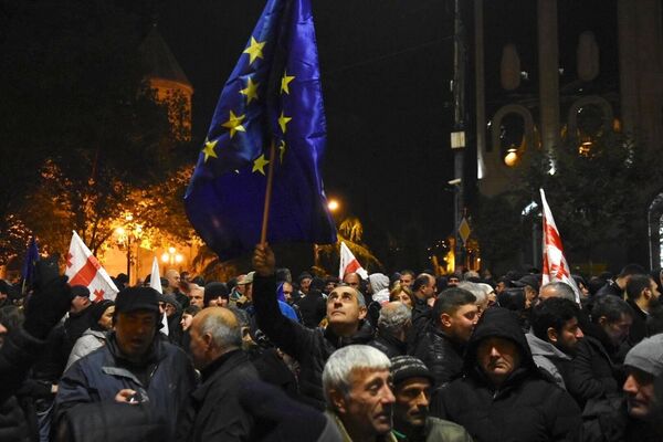 Участники акции протеста в Тбилиси Участники акции протеста в Тбилиси