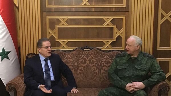 Председатель Следственного комитета Российской Федерации Александр Бастрыкин во время встречи с министром юстиции Сирии Хишамом Аш-Шааром Председатель Следственного комитета Российской Федерации Александр Бастрыкин во время встречи с министром юстиции Сирии Хишамом Аш-Шааром